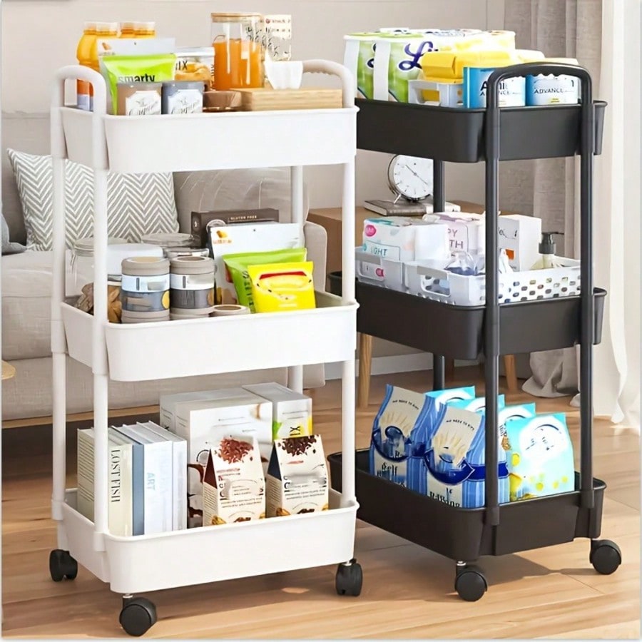 Rolling File Cart - Çıkarılabilir Çekmeceli 3 Katlı Tekerlekli Servis