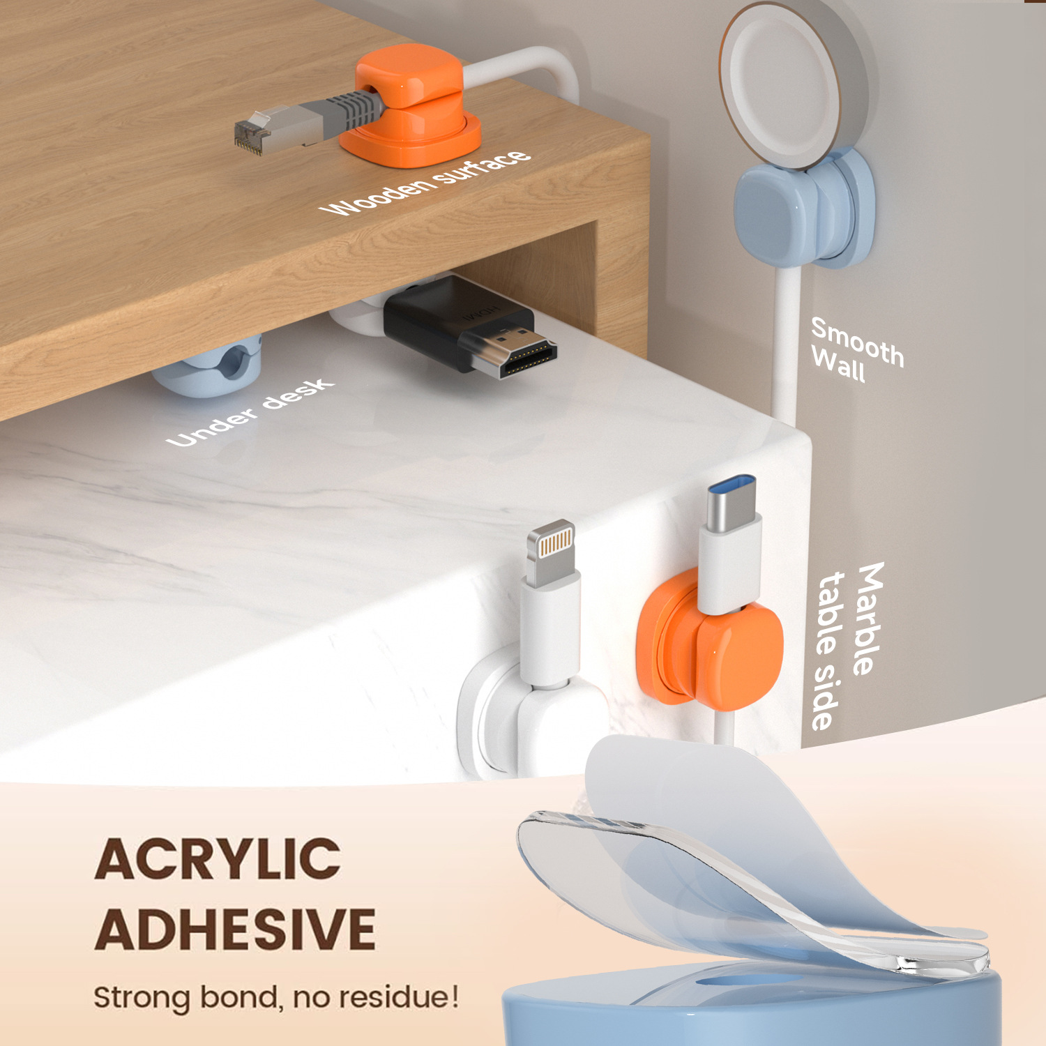 Yapışkanlı kablo düzenleyici K - Home Office Organization incelemesi ve fiyatı