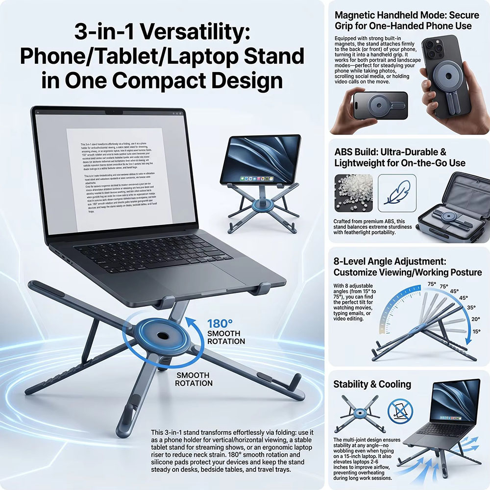 Taşınabilir Manyetik Telefon T - Laptop Stand Foldable incelemesi ve fiyatı